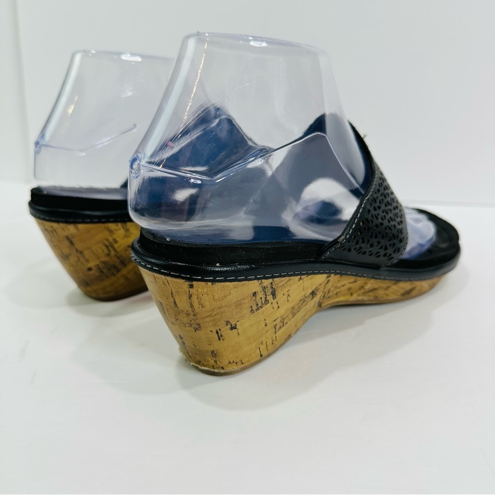 DR SCHOLLS CORK WEDGE BLACK LARGE STRAP SANDALS WOMENS SIZE 7 GREAT CONDITION - Picture 4 of 10